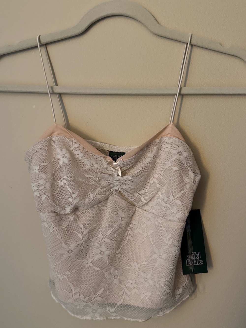 wild fable Lace Trimmed Camisole in Light Pink and White